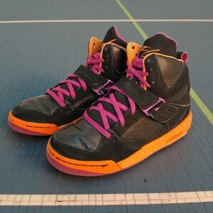 Nike Air Jordan Flight 45 Athletic Sneakers - Black/Orange/Pink - Youth 7